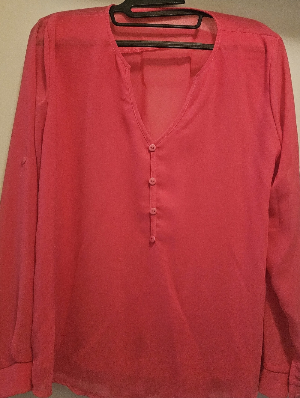 Women's Hot Pink Button-Front Blouse